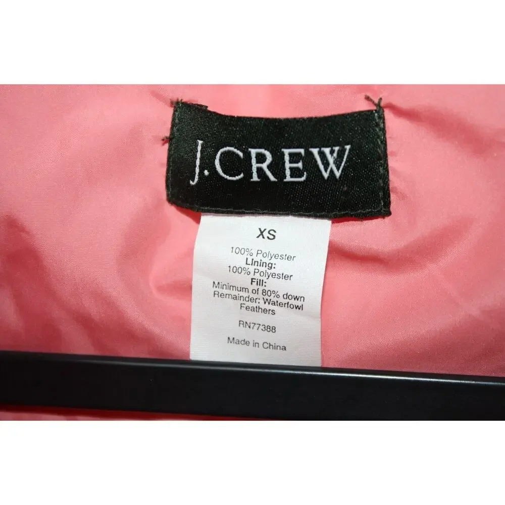 J. Crew Womens XS Puffer Vest Orange/Pink Zip Button Up Double Pockets Outerwear